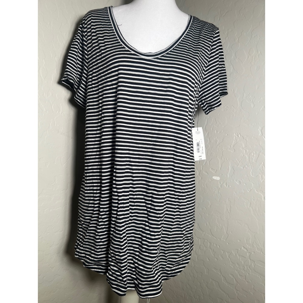Old Navy EveryWear Slub-Knit T-Shirt Dress Black White Striped Large NWT
